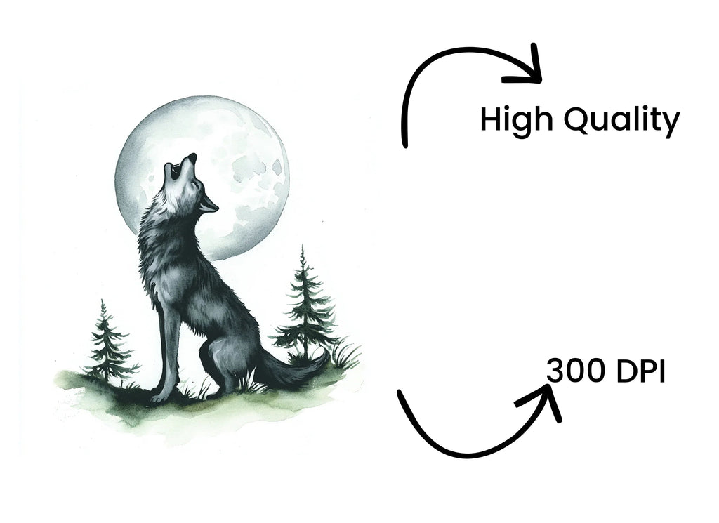 Howling Wolf Moon Clipart Bundle