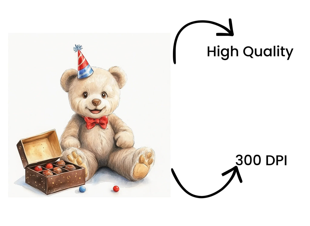 Birthday Bear with Chocolates Clipart Bundle