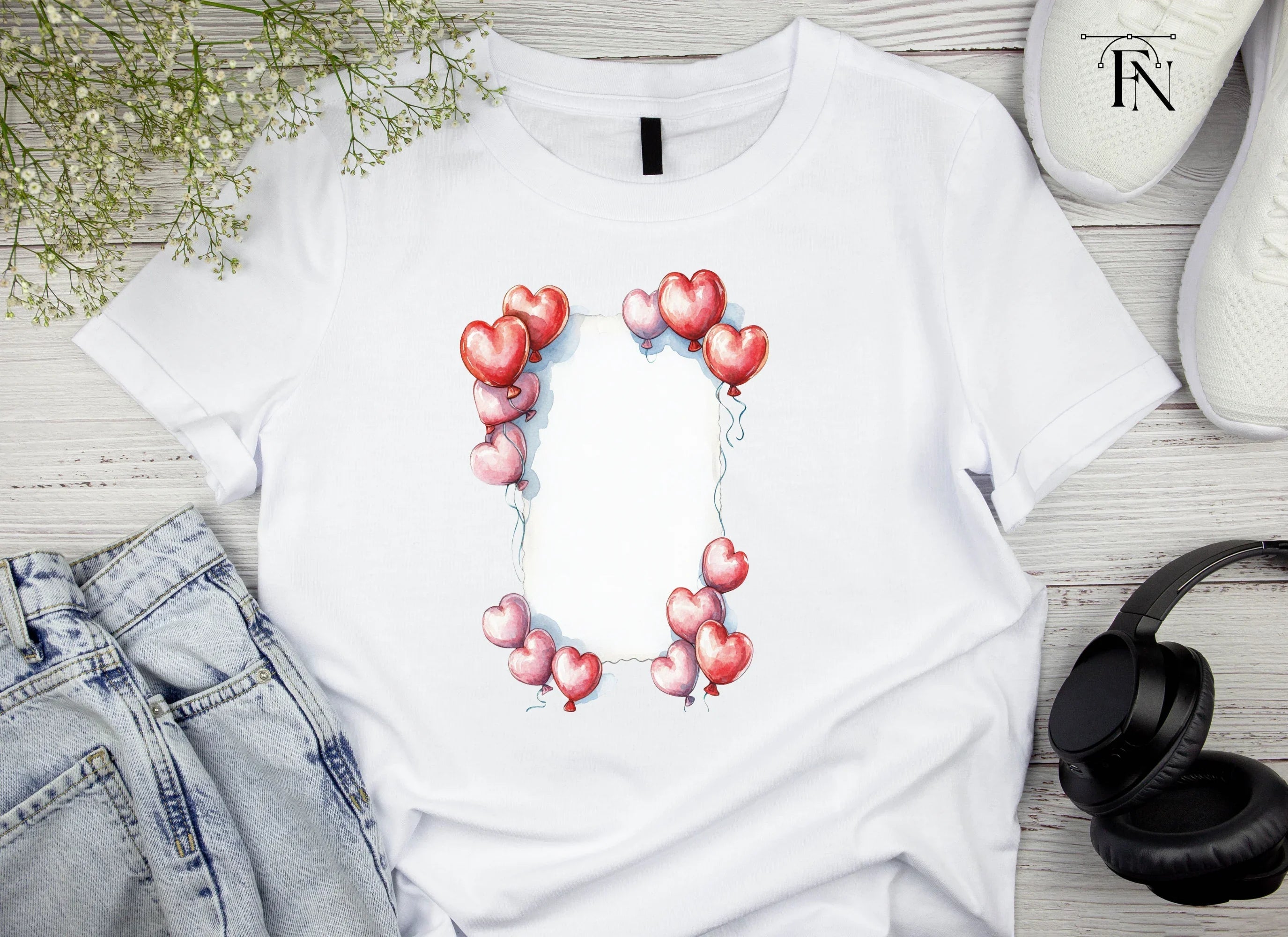 Heart Balloon Frame Clipart Bundle