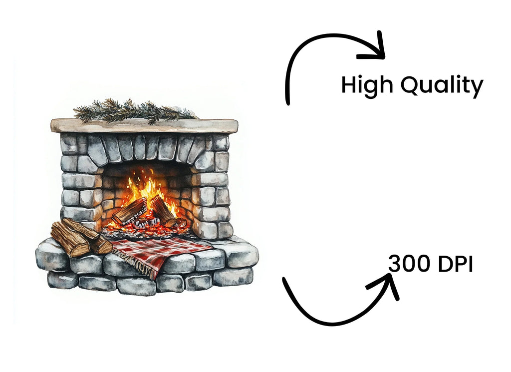 Cozy Fireplace Clipart Bundle