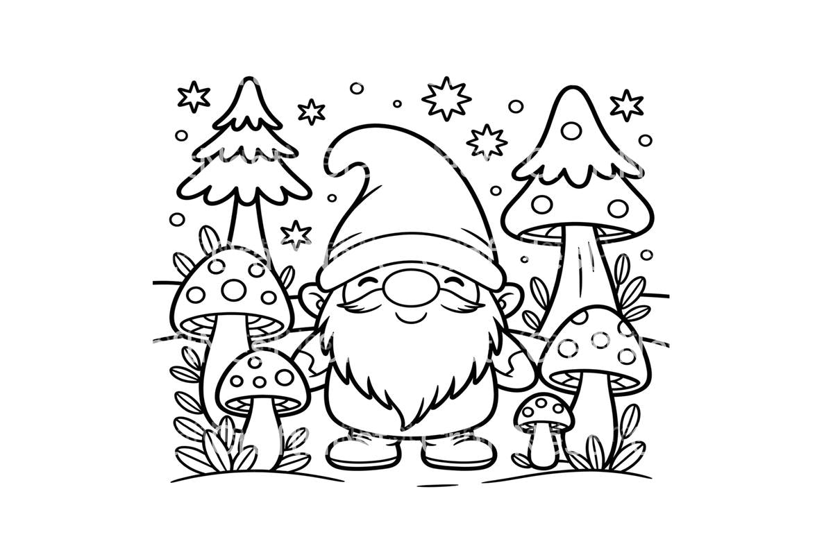 Cute Gnome Mushroom Forest Coloring Books