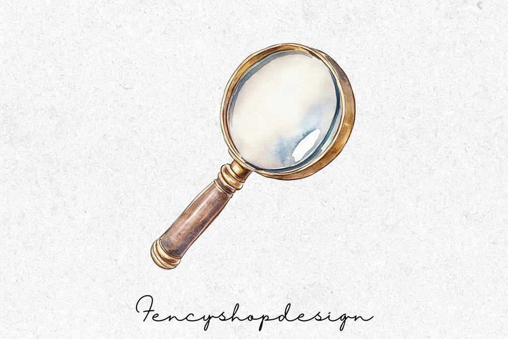 Vintage Magnifying Glass Clipart Bundle