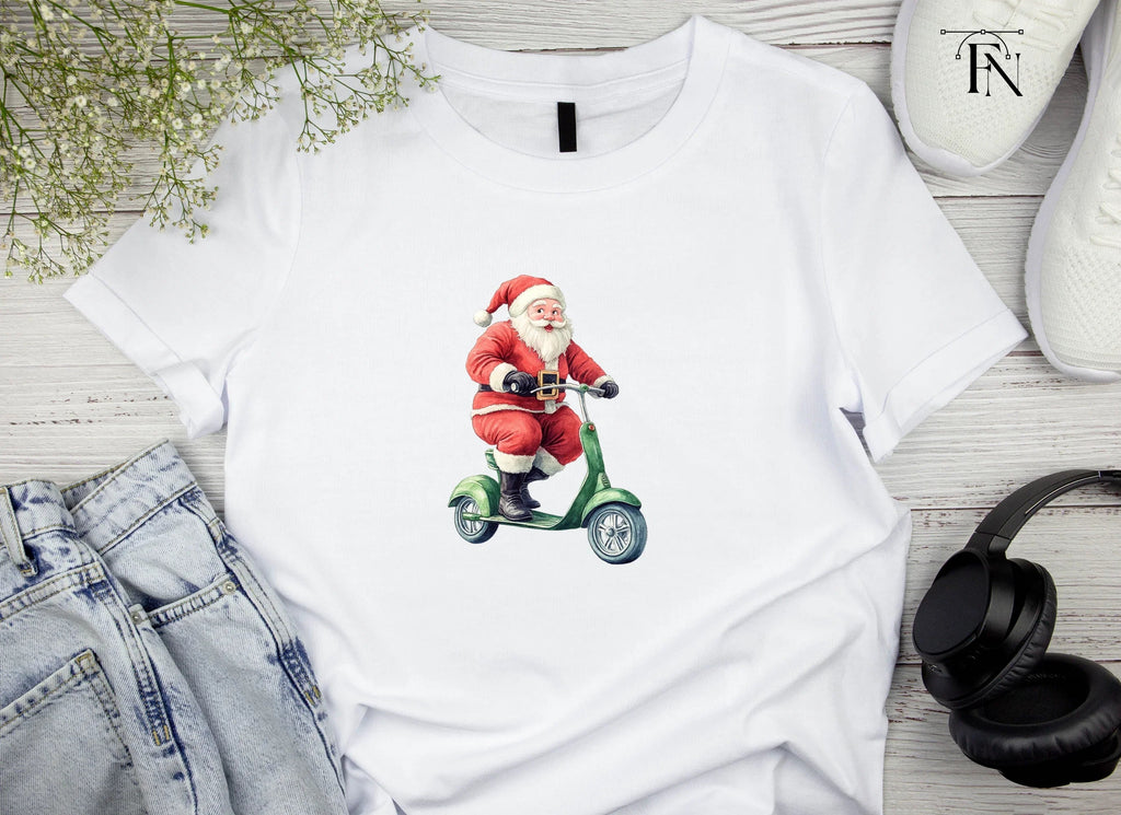 Santa Claus on Scooter Clipart Bundle