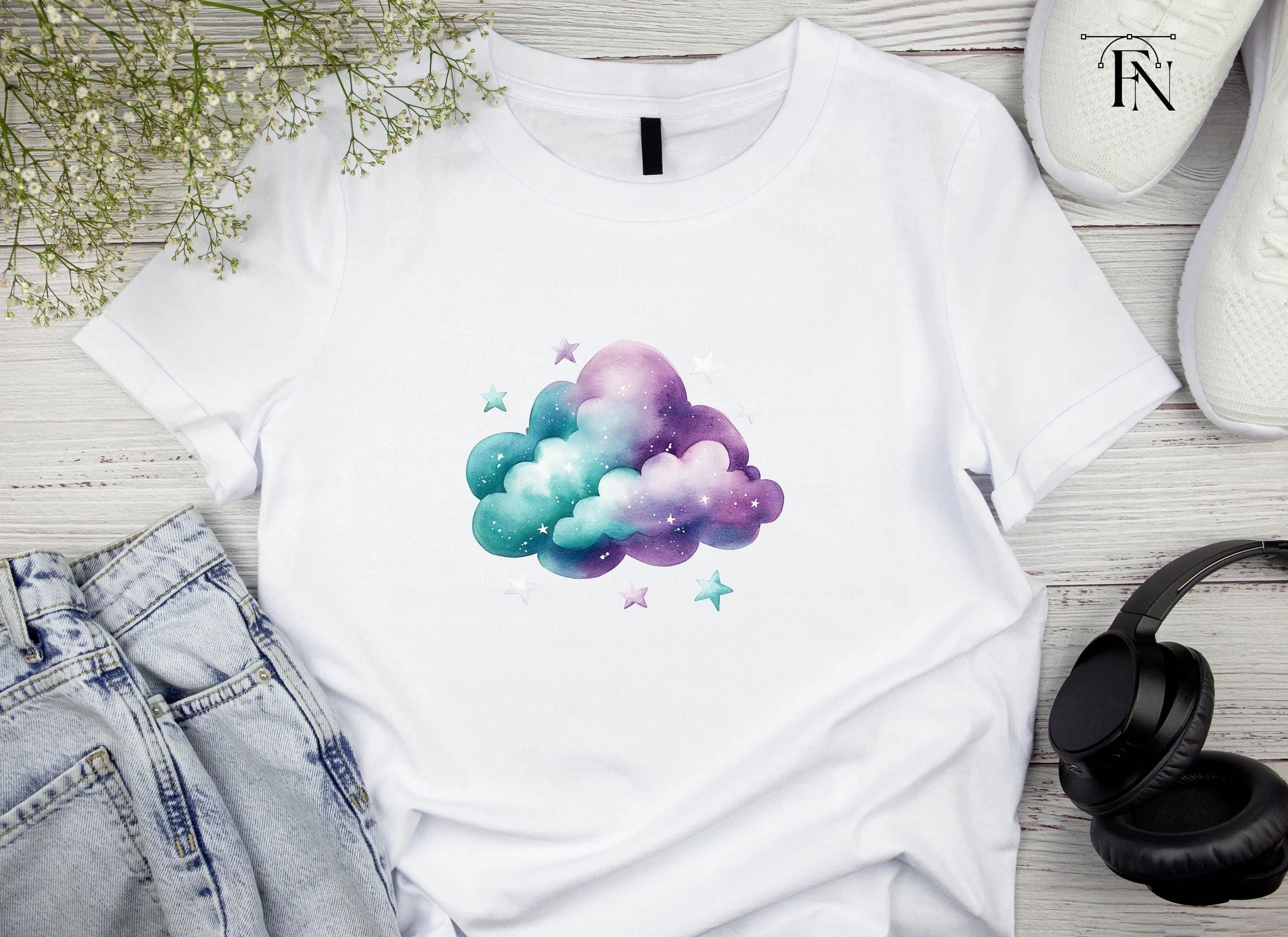 Galaxy Starry Cloud Clipart Bundle