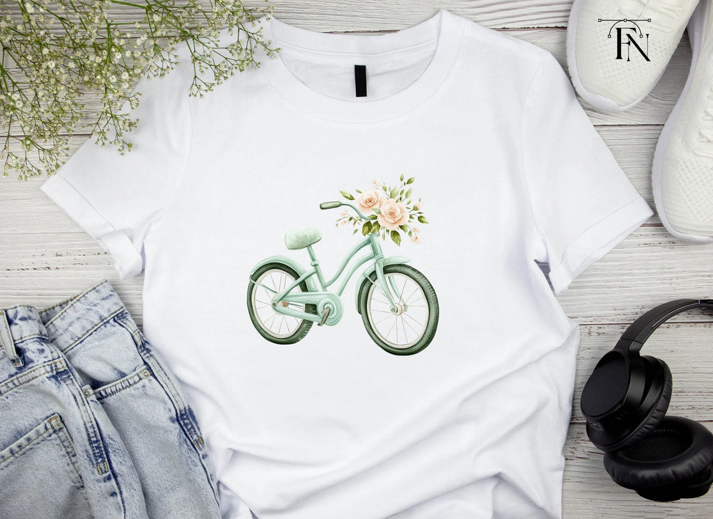 Bicycle with Peach Flowers Clipart Bundle