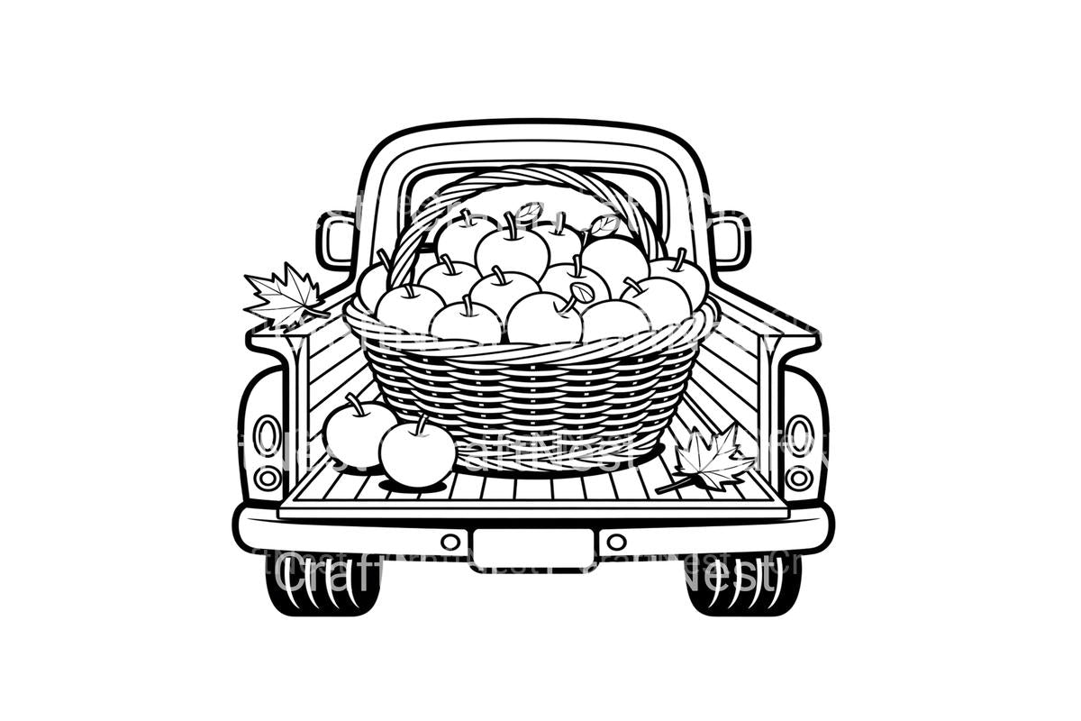 Vintage Truck Autumn Harvest Coloring Books
