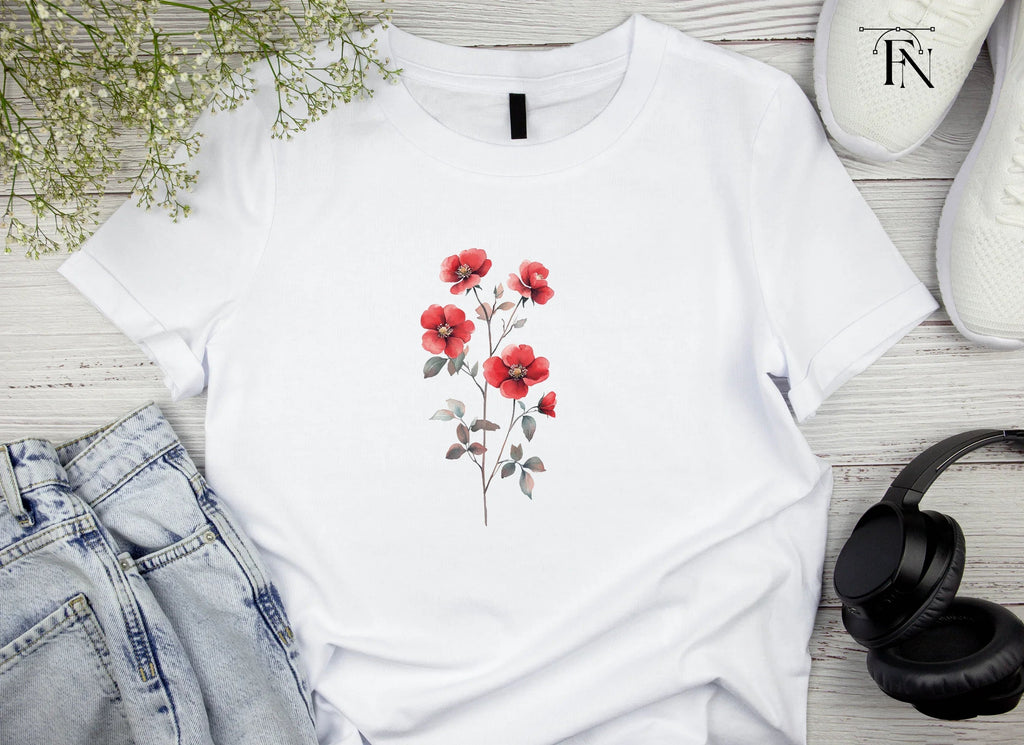 Red Rose Branch Clipart Bundle