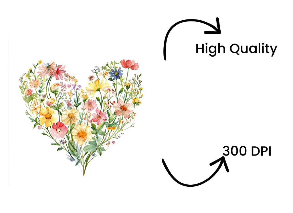 Wildflower Heart Clipart Bundle