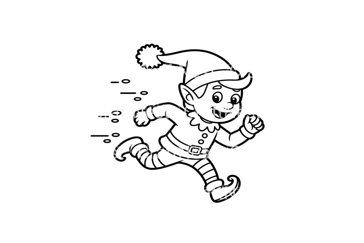 Running Christmas Elf Fun Coloring Books