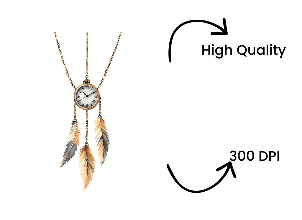 Steampunk Dream Catcher Clock Necklace Clipart Bundle