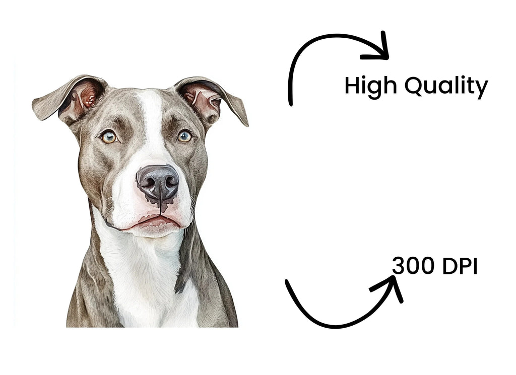Blue Nose Pitbull Headshot Clipart Bundle