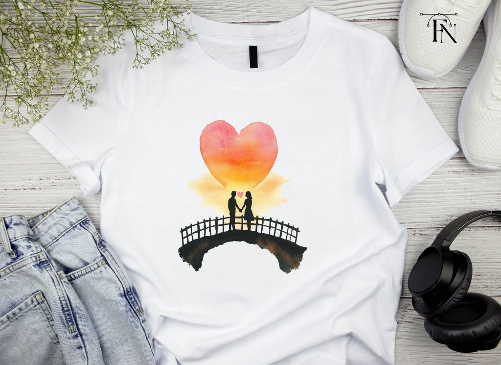 Romantic Couple on Bridge at Sunset Clipart Bundle