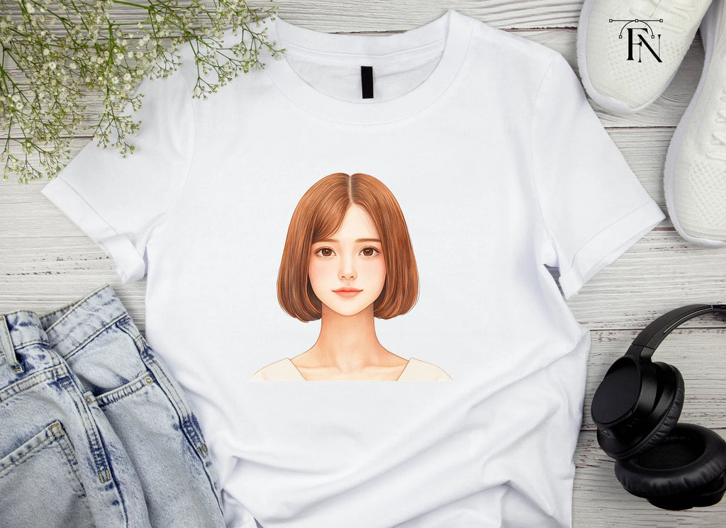 Cute Bob Haircut Girl Portrait Clipart Bundle