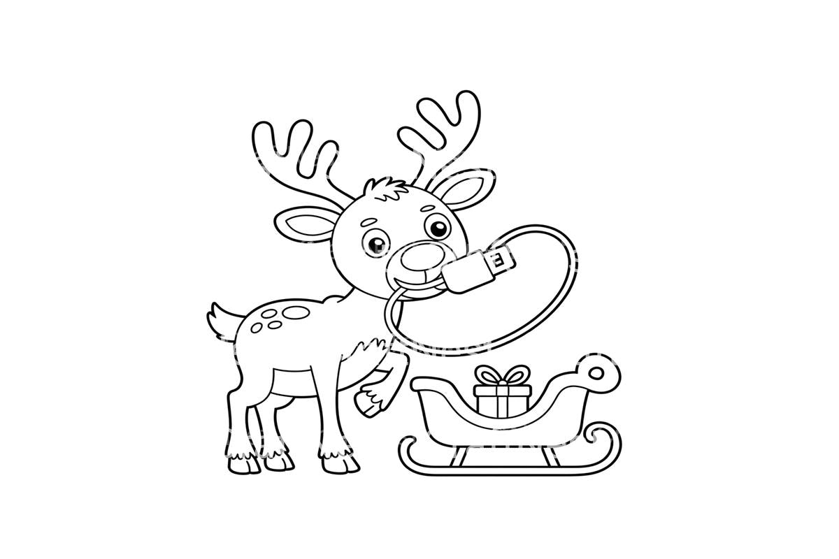 Reindeer and Sleigh Coloring Books