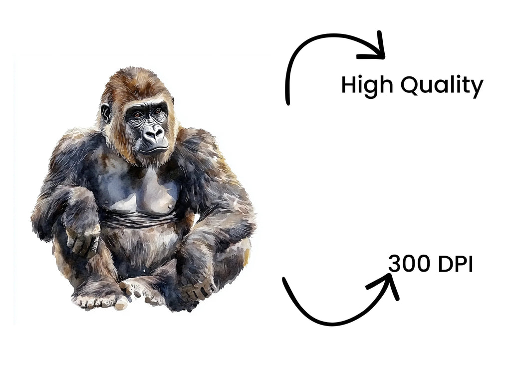 Sitting Gorilla Clipart Bundle