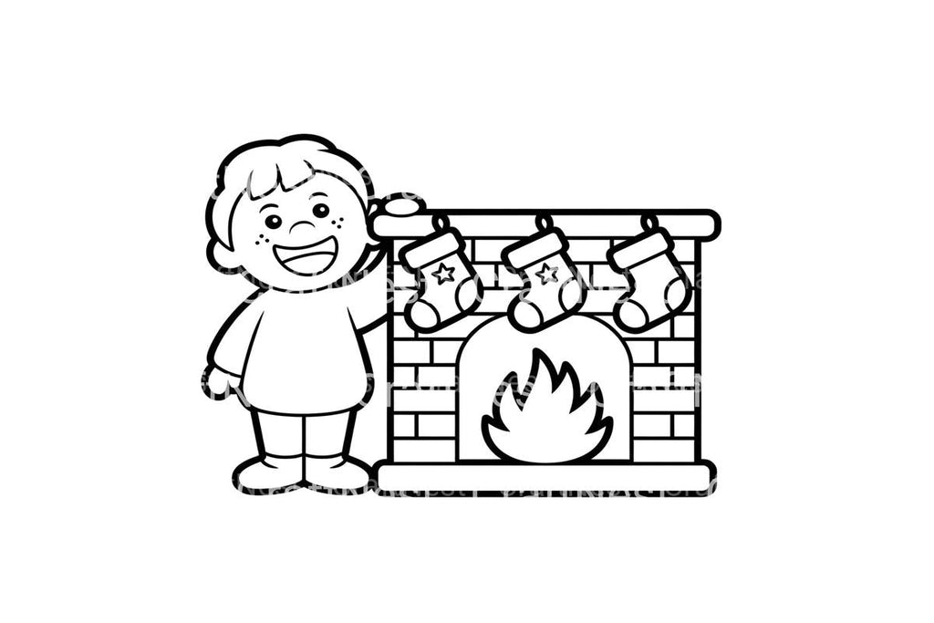 Christmas Fireplace Fun Coloring Books