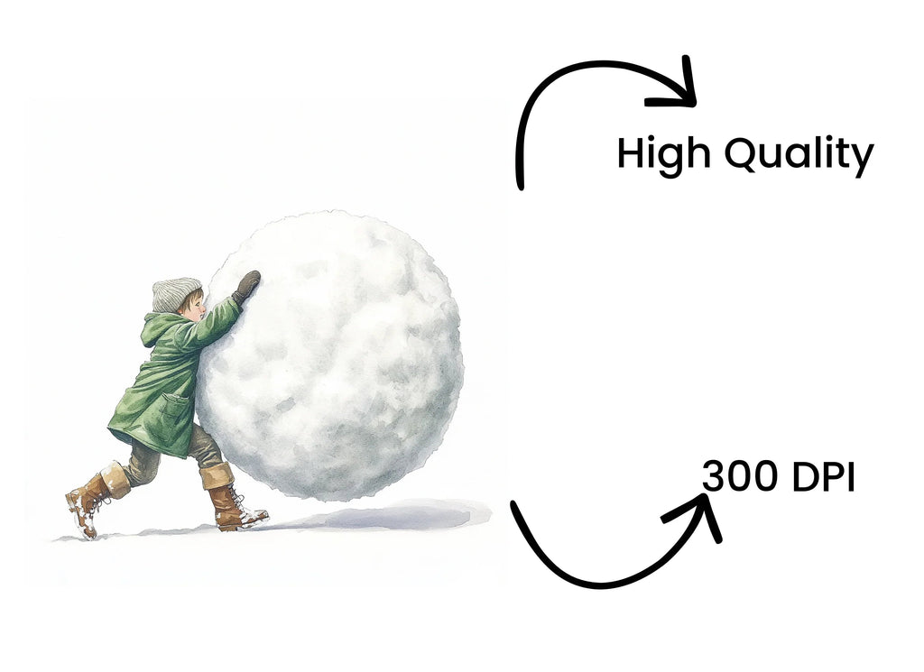 Kids Rolling Snowballs Clipart Bundle