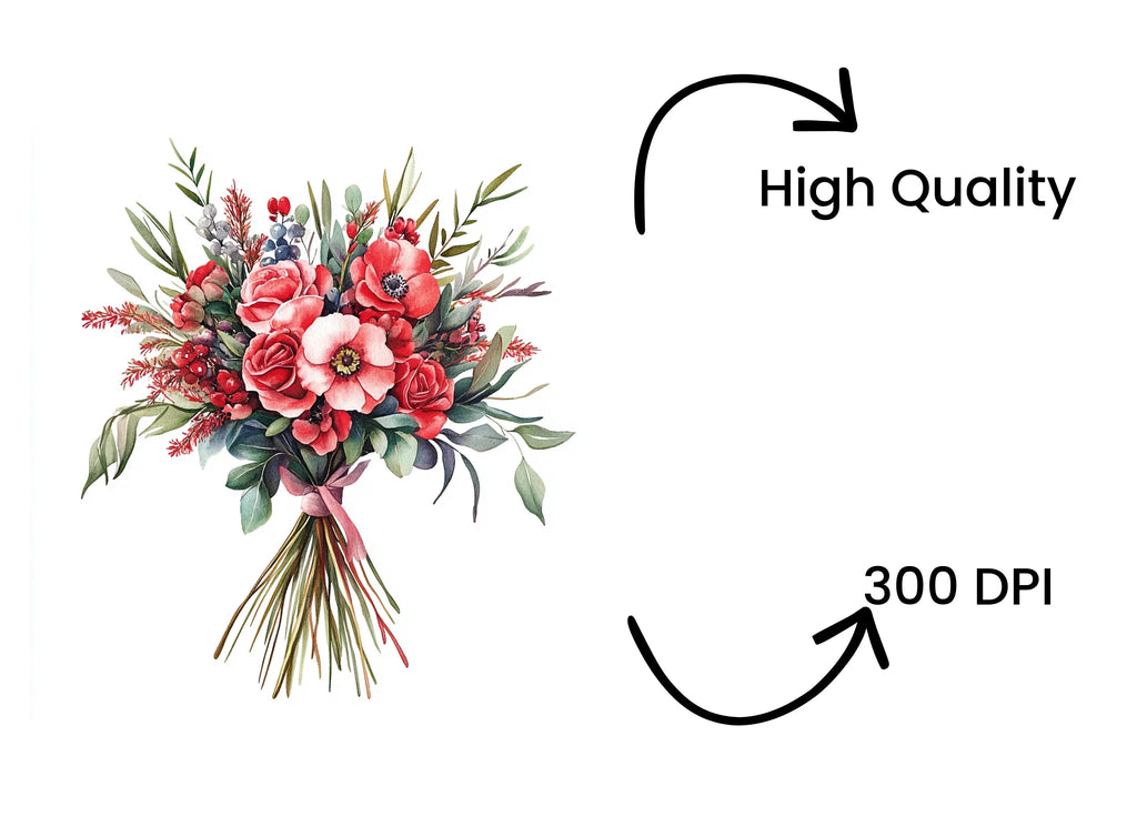 Vibrant Floral Bouquet Clipart Bundle