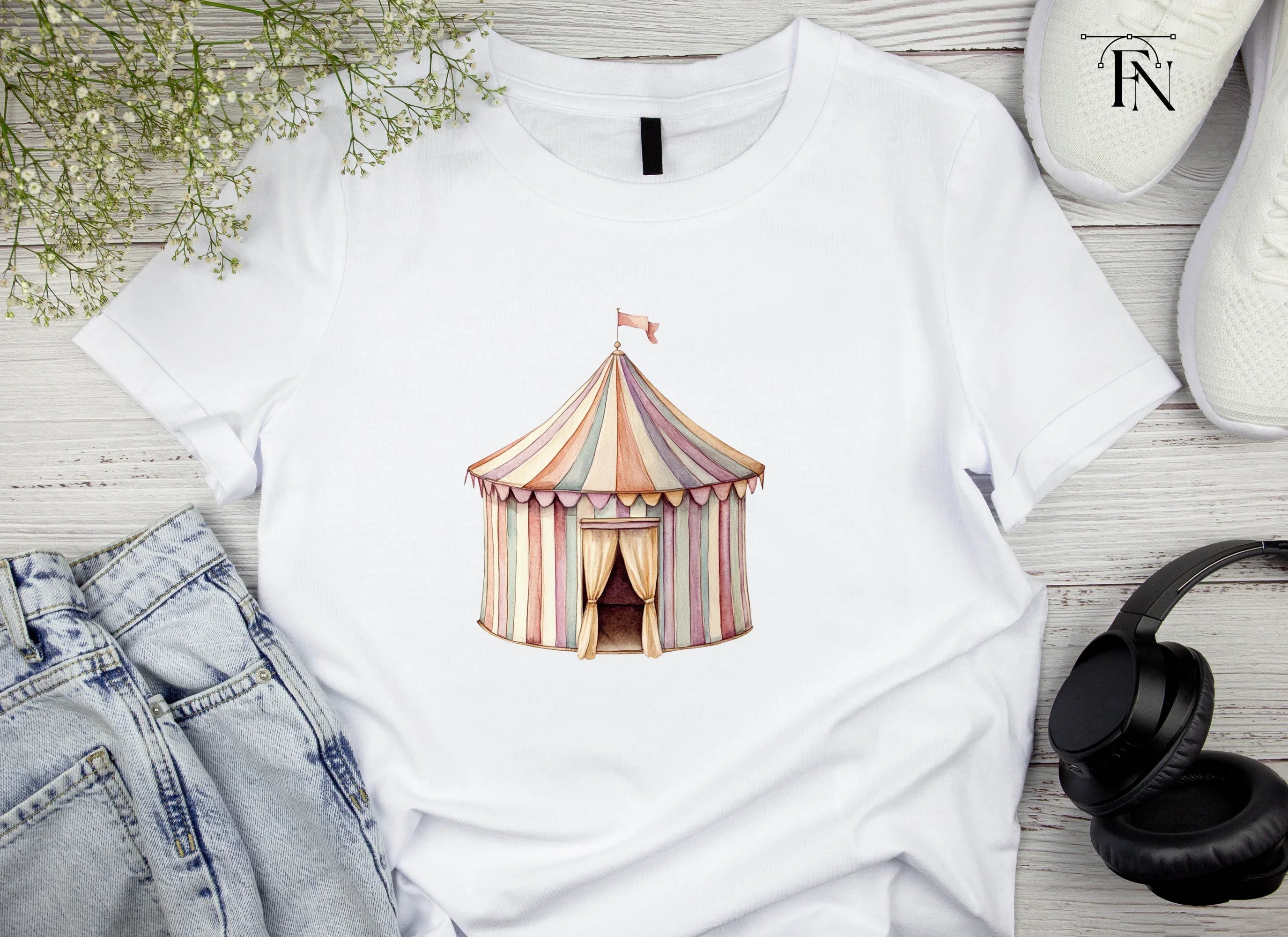 Pastel Circus Tent Clipart Bundle