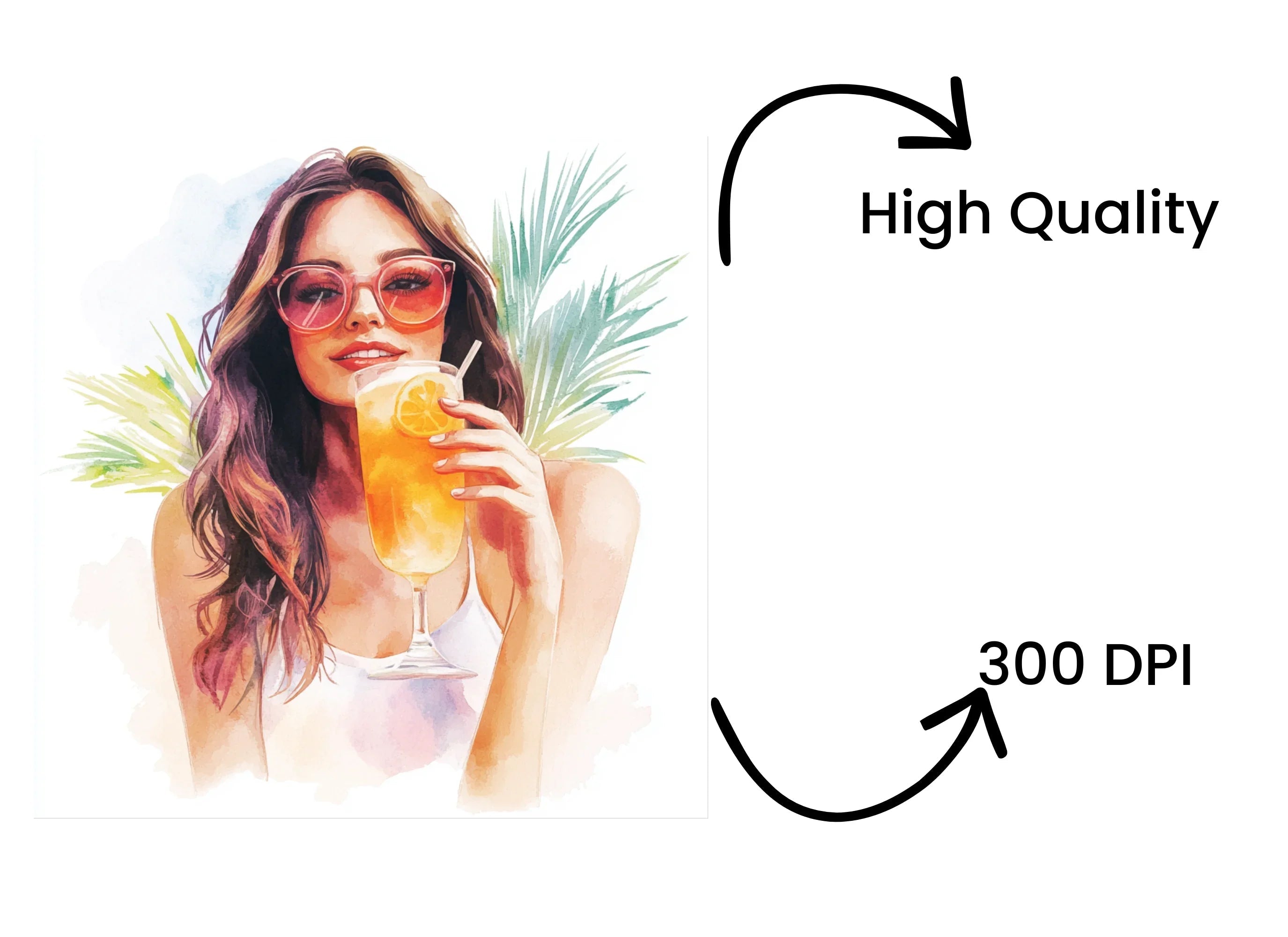 Girls with Summer Drinks Clipart Bundle