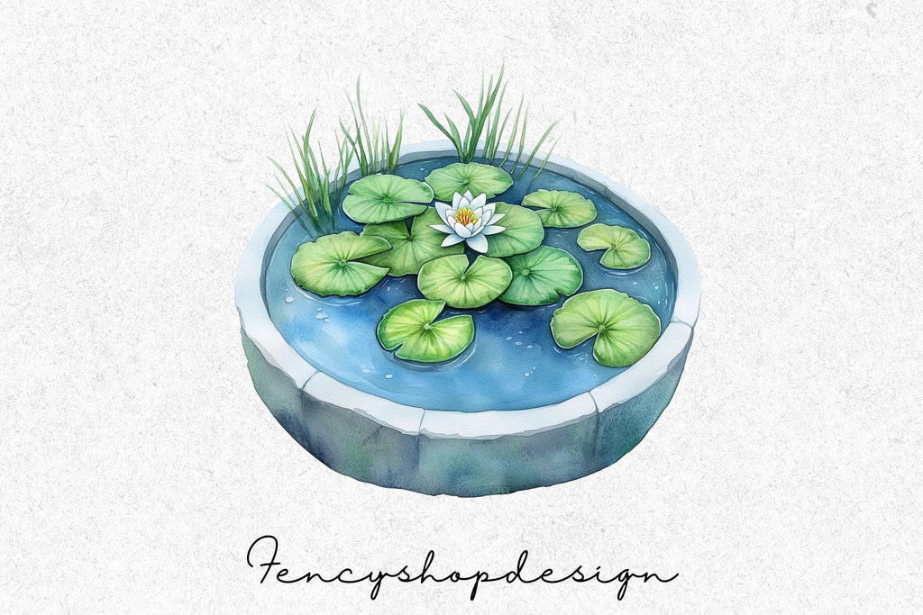 Serene Pond Garden Clipart Bundle