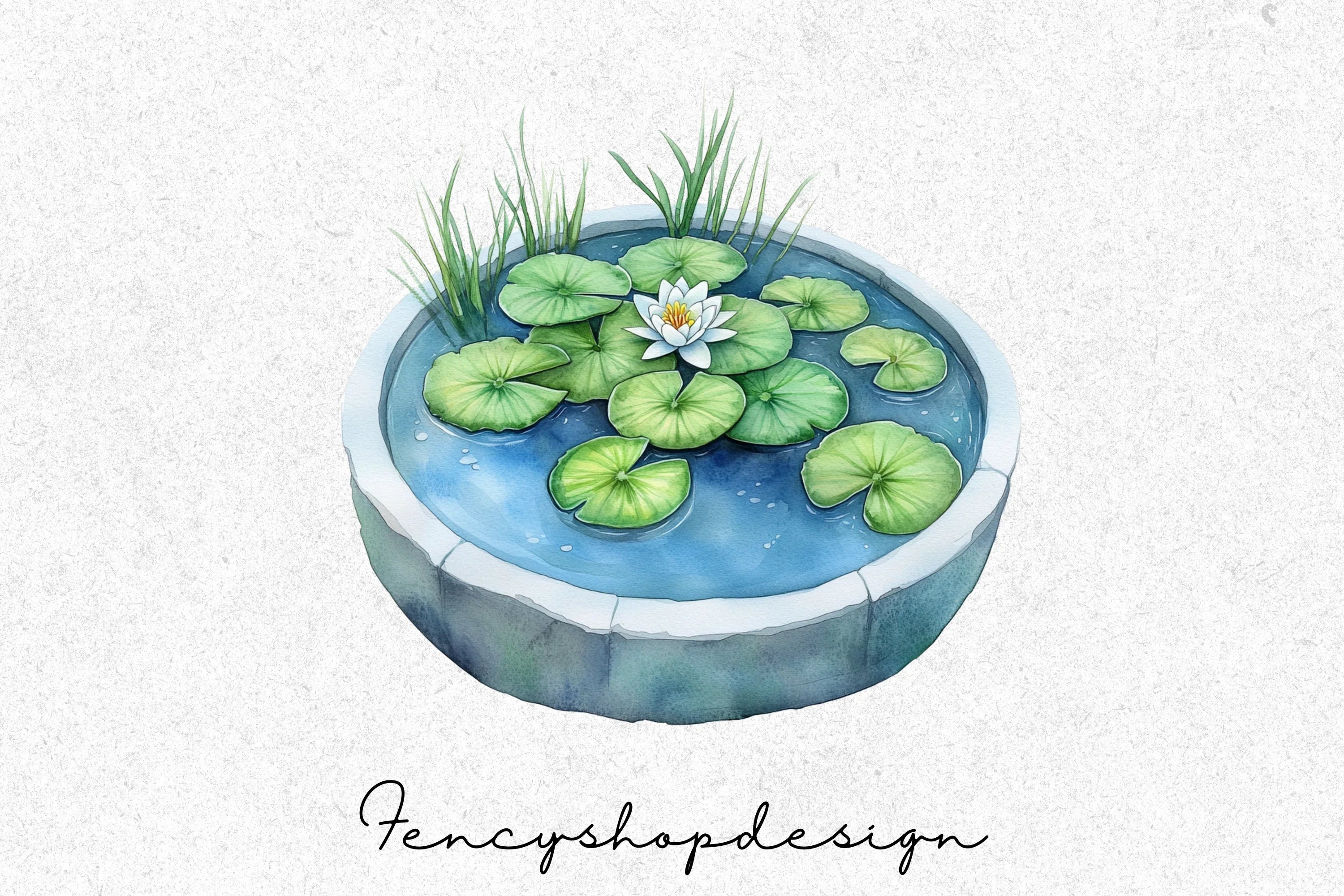 Serene Pond Garden Clipart Bundle