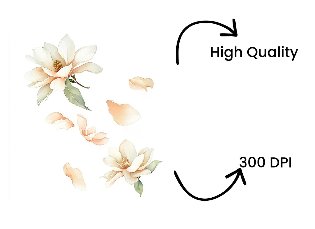 Magnolia Blossom Clipart Bundle