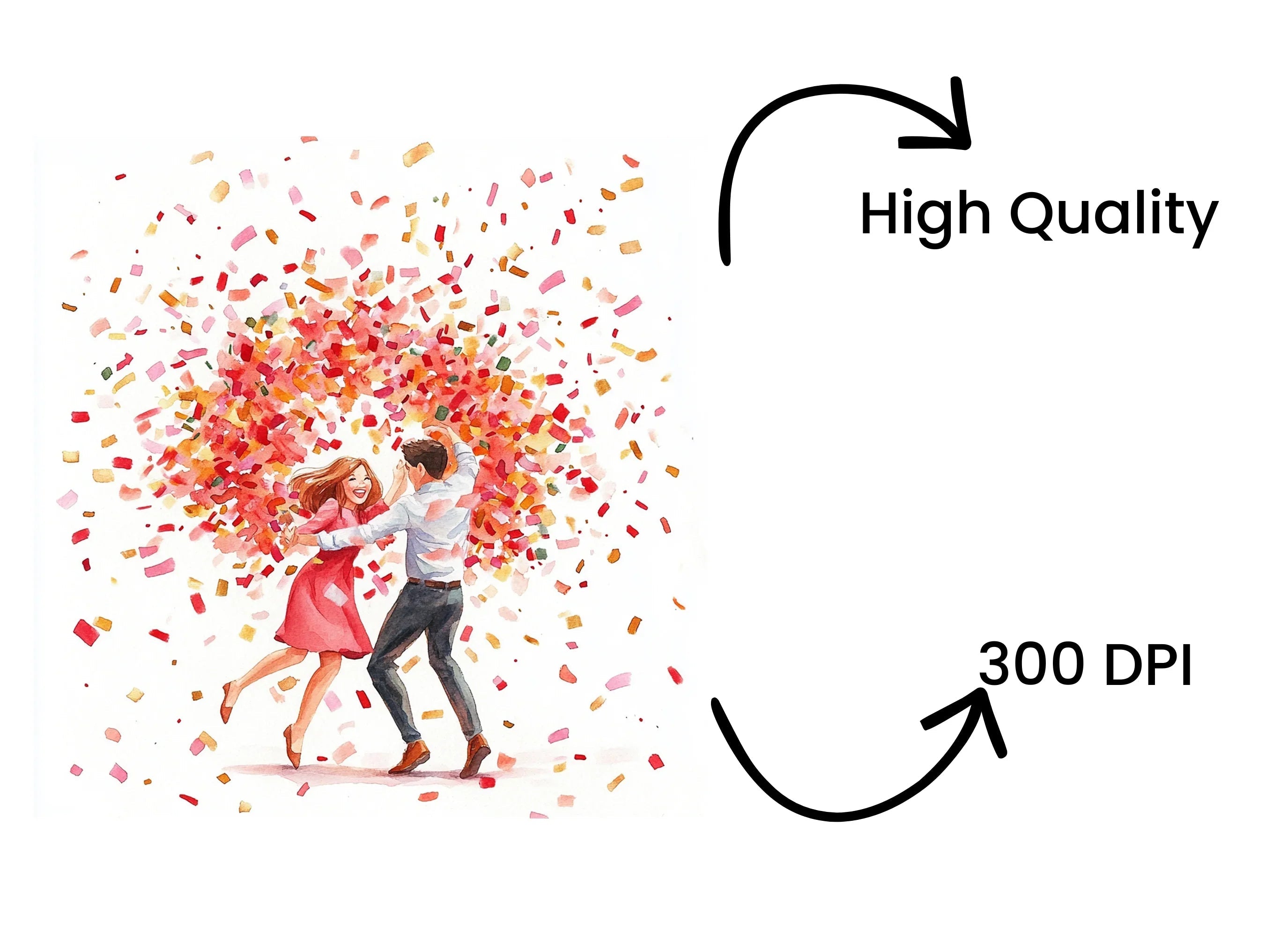 Dancing Couple with Confetti Clipart Bundle