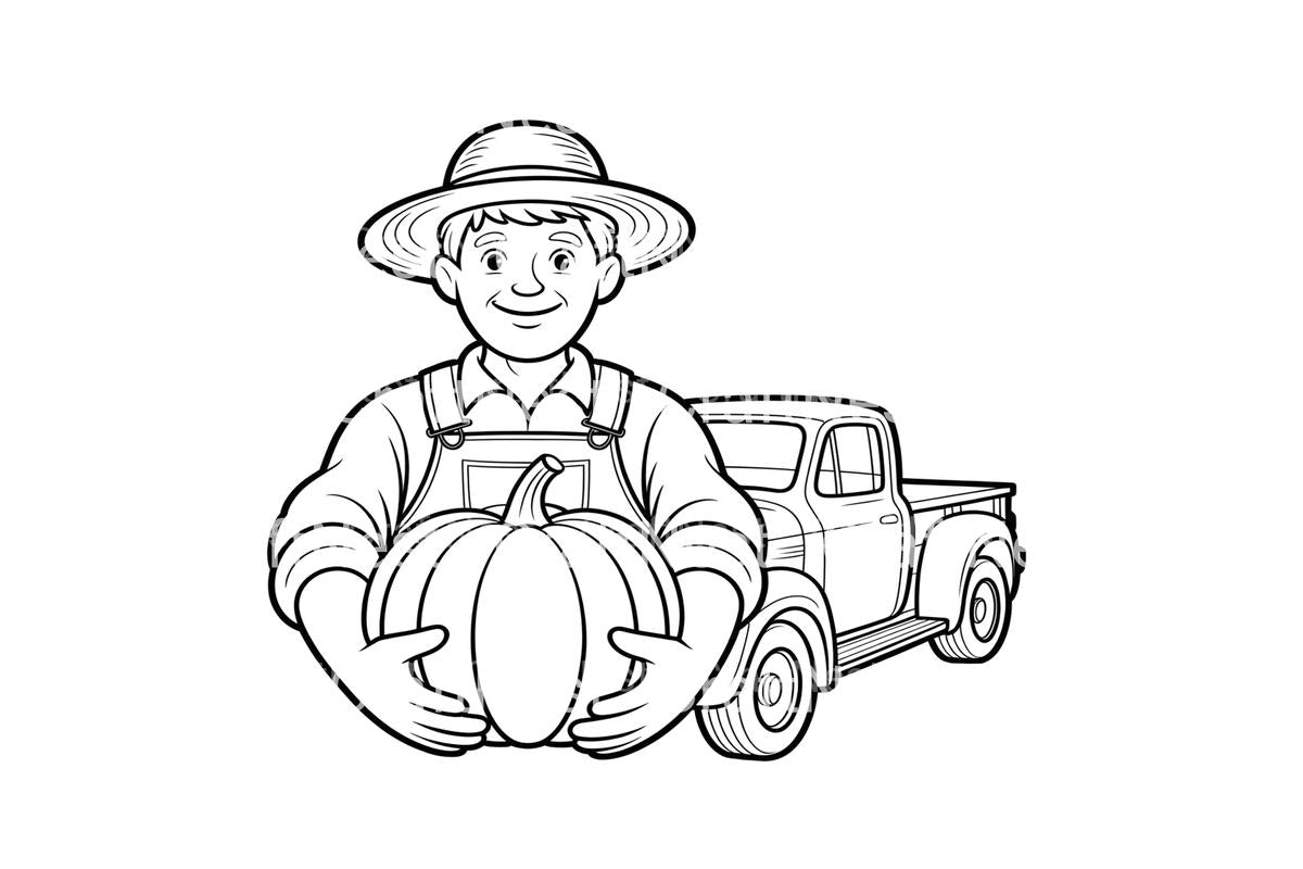 Farmer Loading Pumpkins Coloring Books
