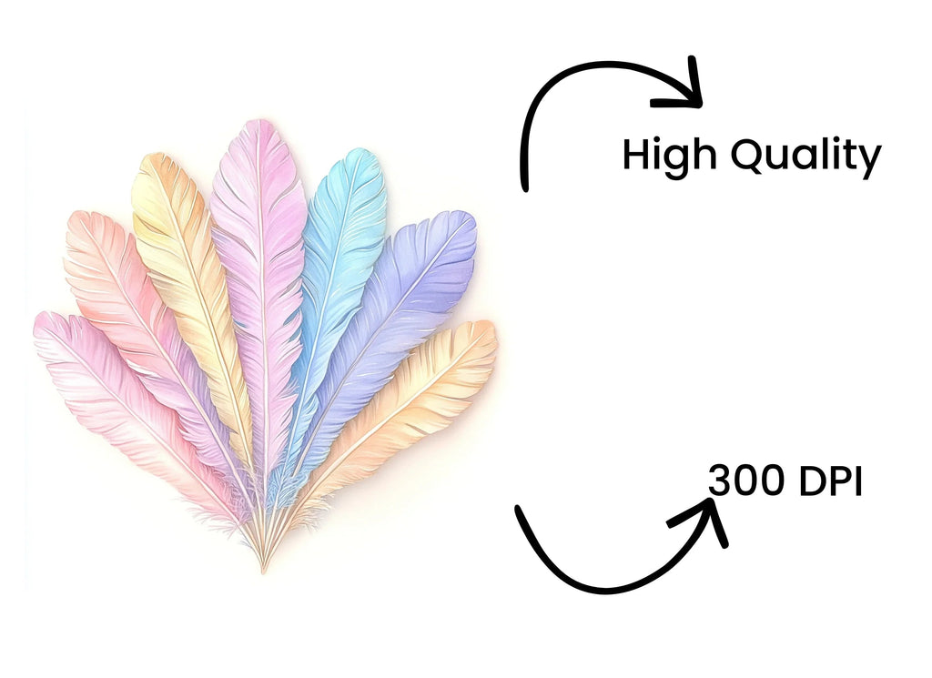 Pastel Feather Fan Clipart Bundle