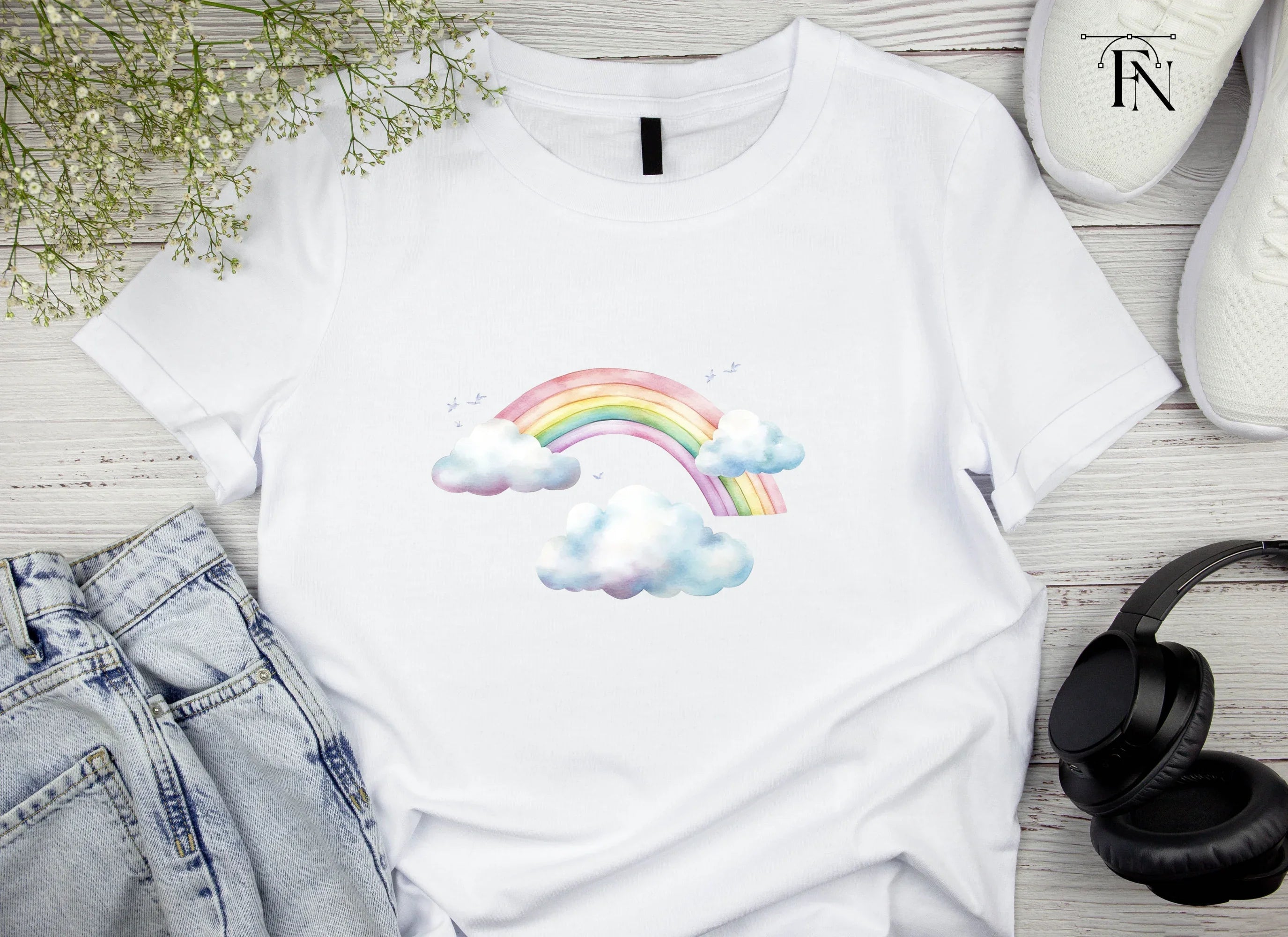 Dreamy Rainbows and Clouds Clipart Bundle