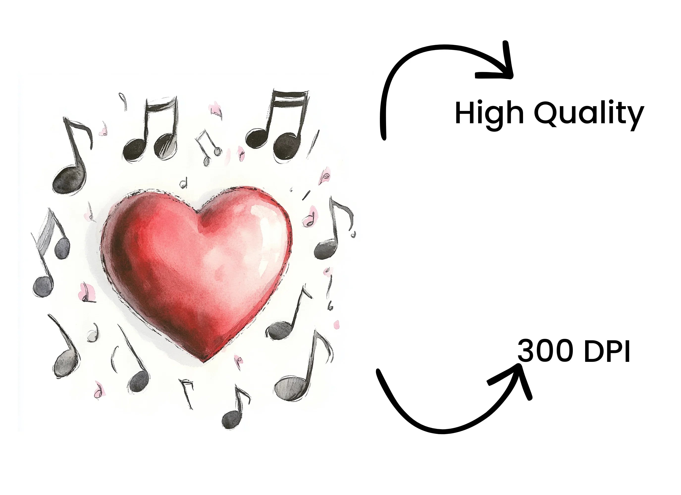 Heart with Musical Notes Clipart Bundle