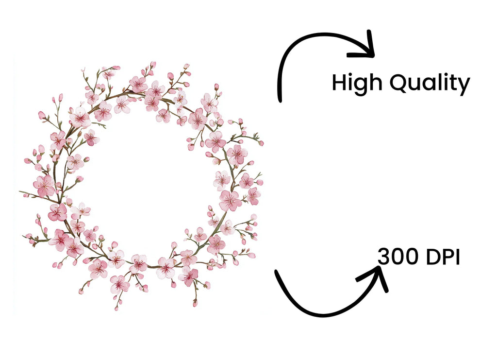 Cherry Blossom Wreaths Clipart Bundle