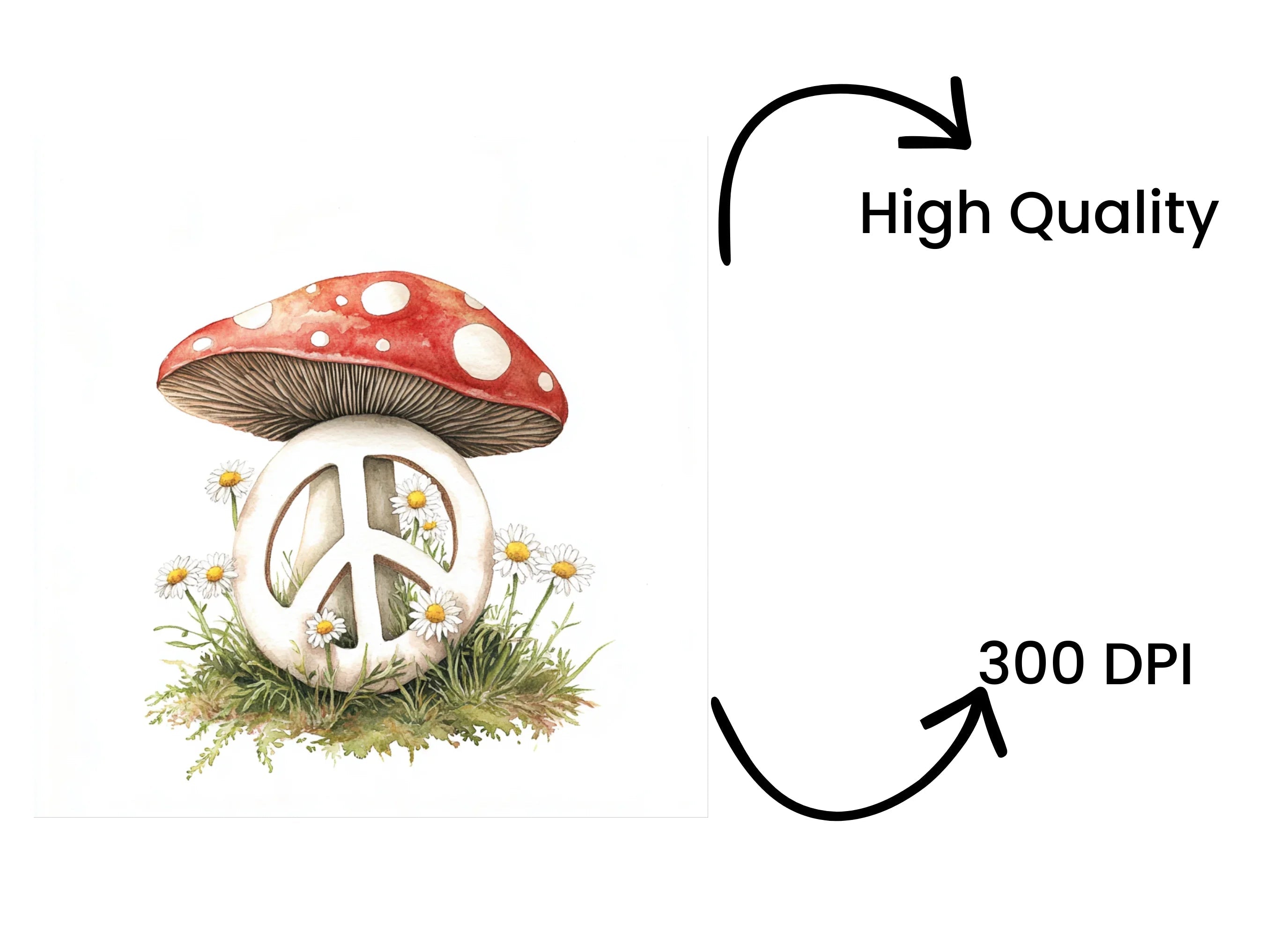 Peace Sign Mushroom Clipart Bundle