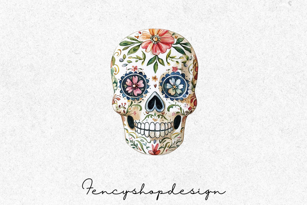 Colorful Sugar Skull Clipart Bundle