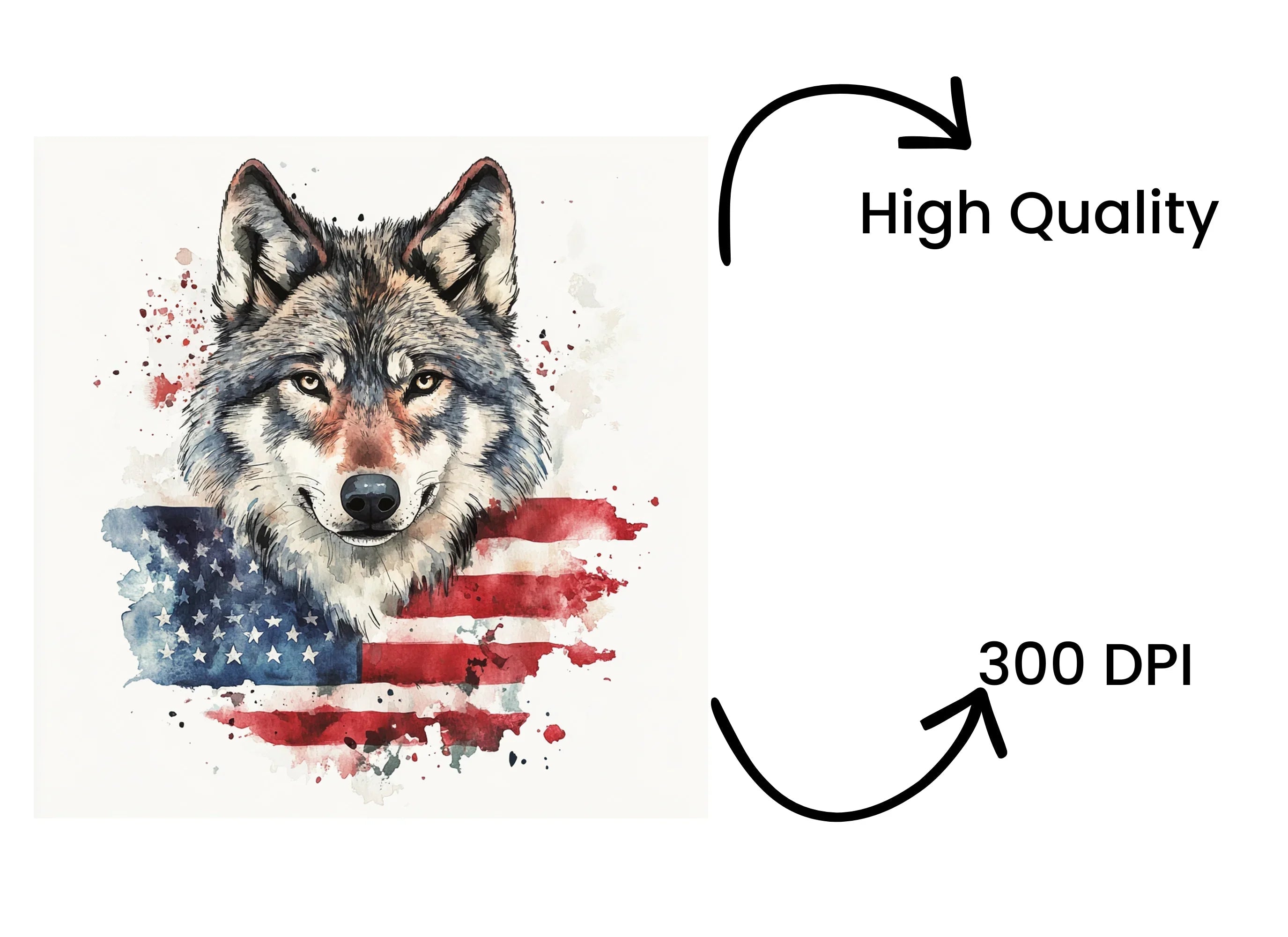Patriotic Wolf Clipart Bundle