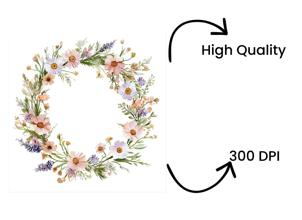Pastel Floral Wreaths Clipart Bundle