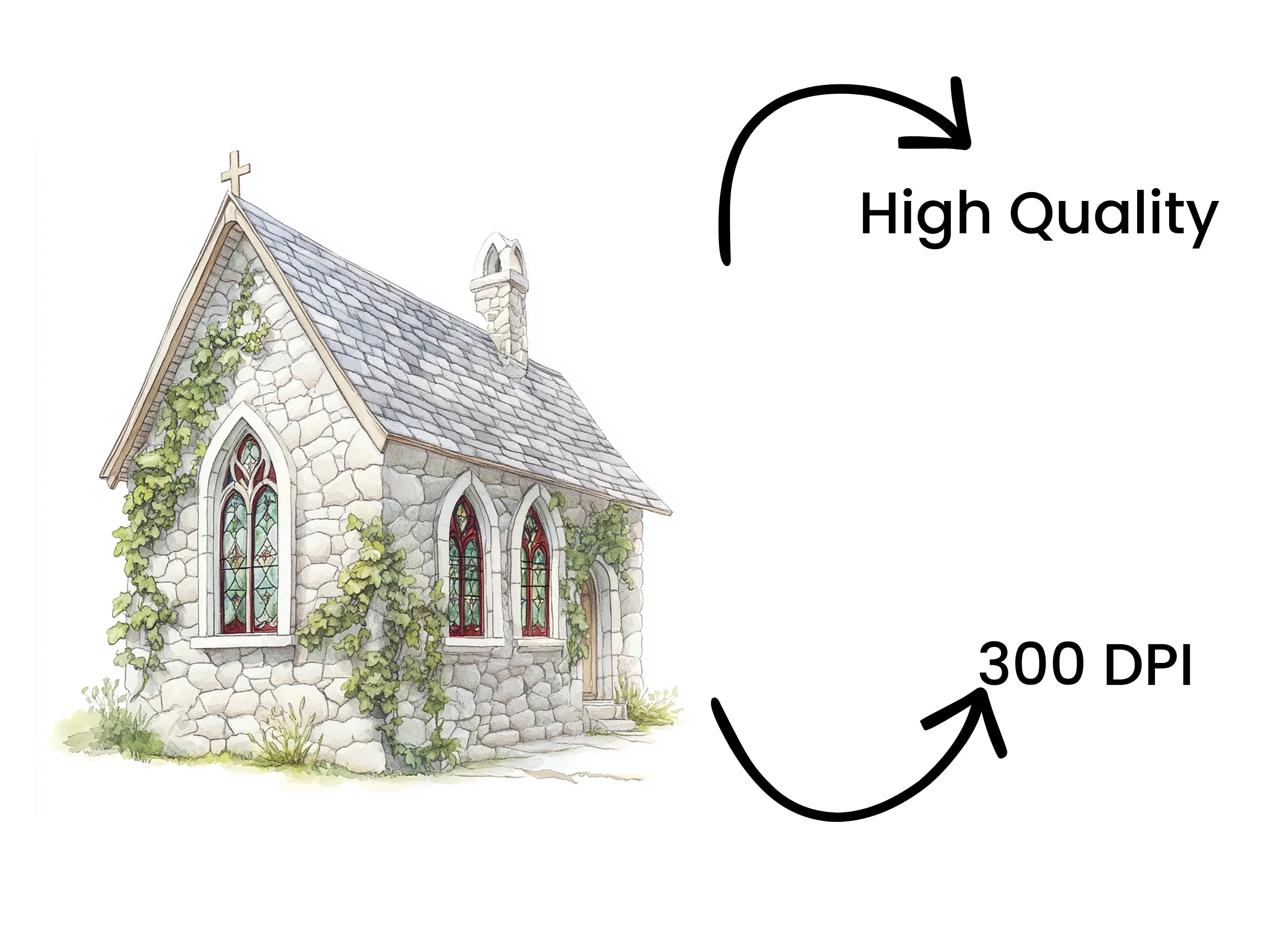 Stone Chapel Clipart Bundle