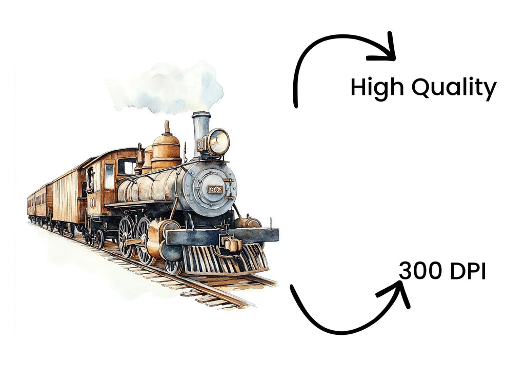 Vintage Steam Train Clipart Bundle