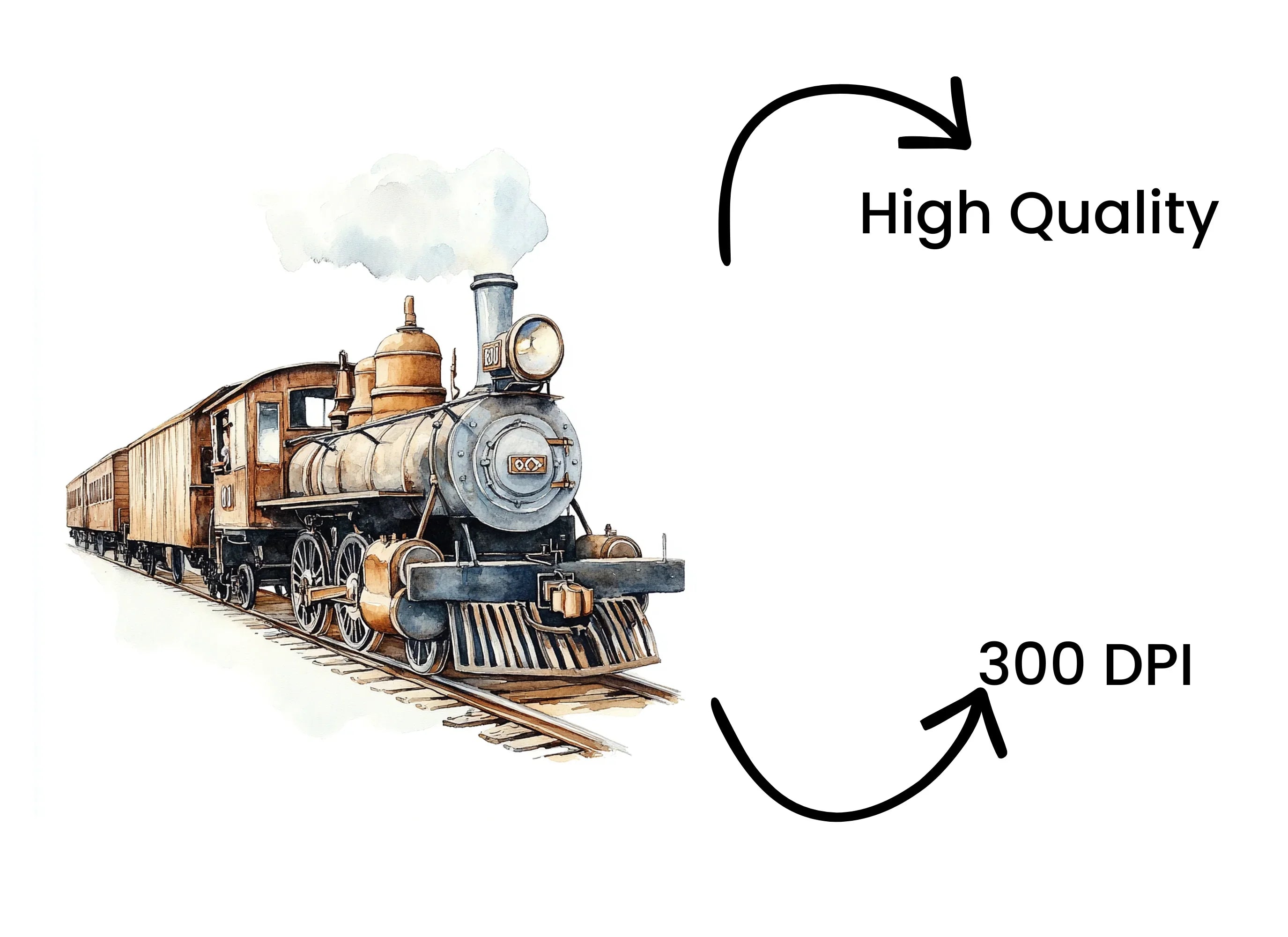 Vintage Steam Train Clipart Bundle