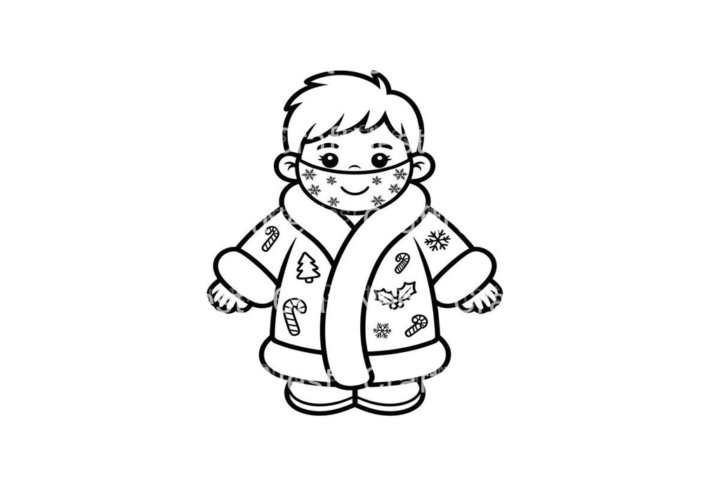 Winter Boy with Mask Coloring Books