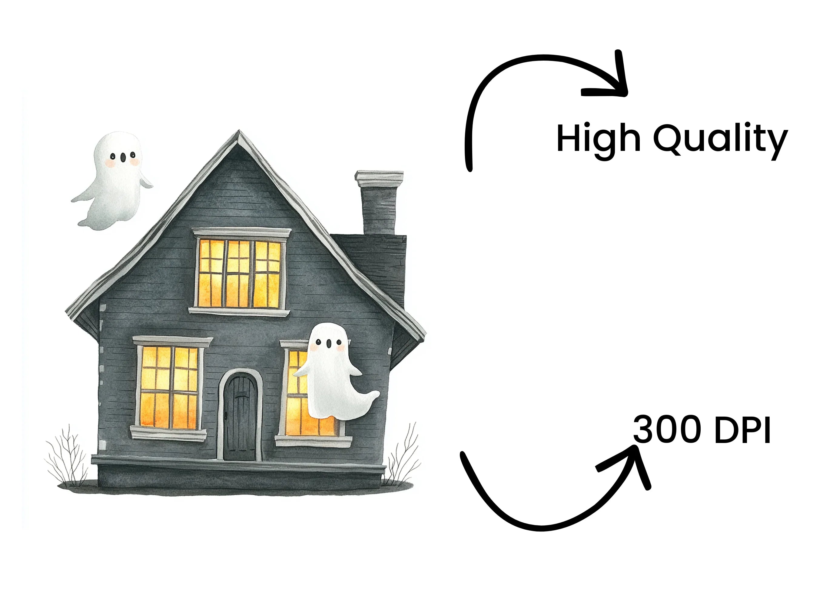 Spooky Haunted House Ghost Clipart Bundle