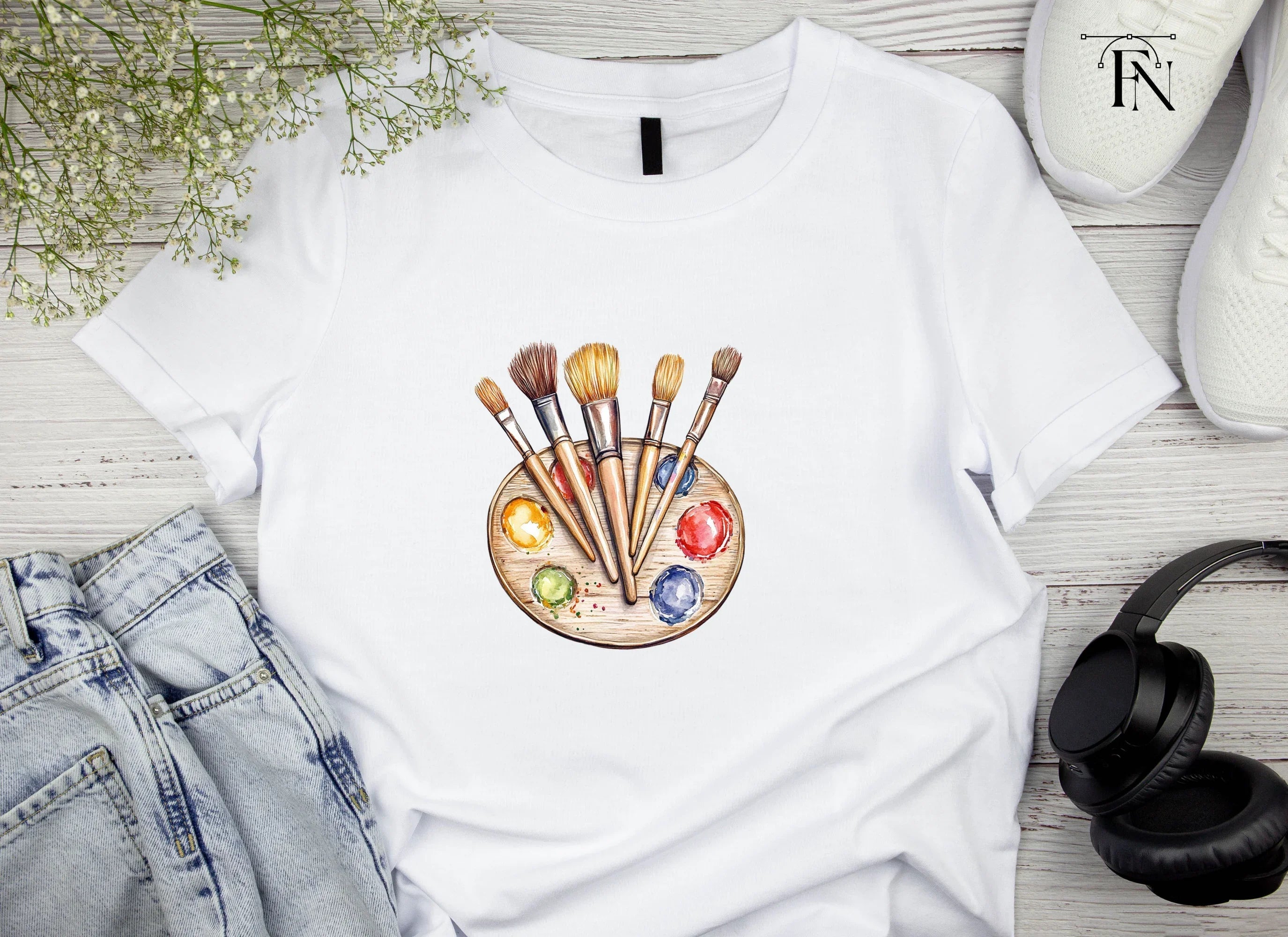 Paint Brushes and Palette Clipart Bundle