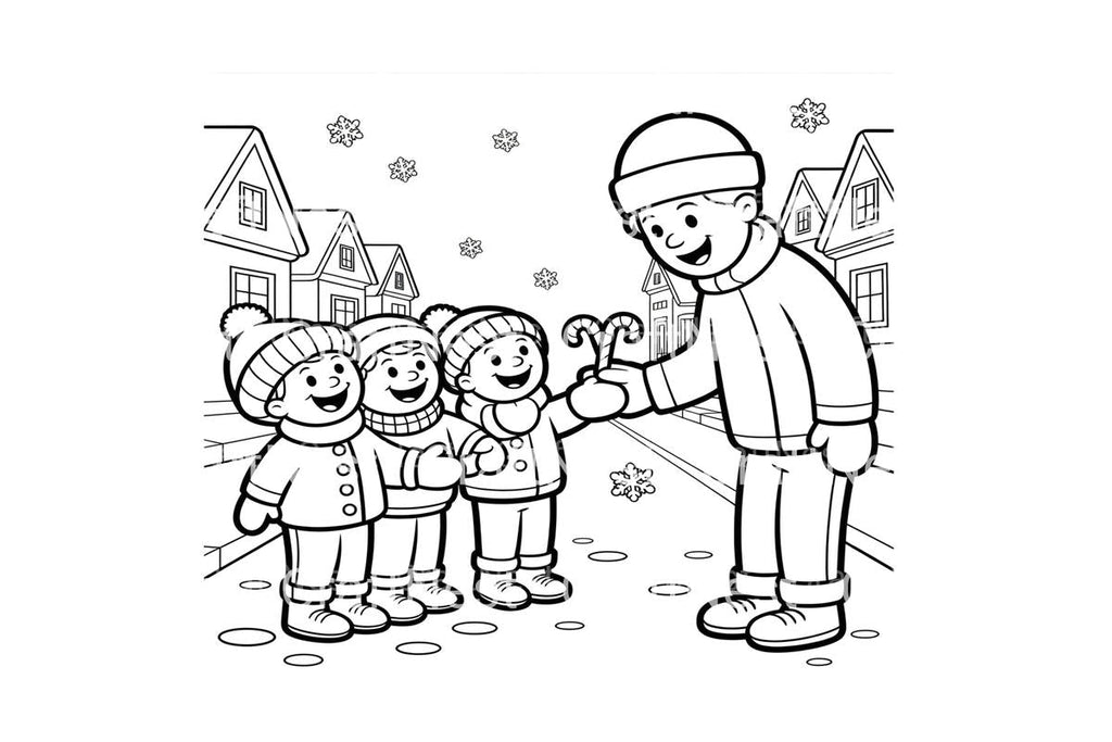 Winter Candy Cane Sharing Coloring Books