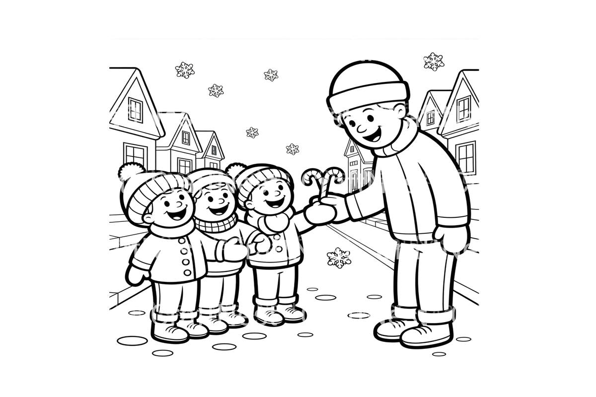 Winter Candy Cane Sharing Coloring Books