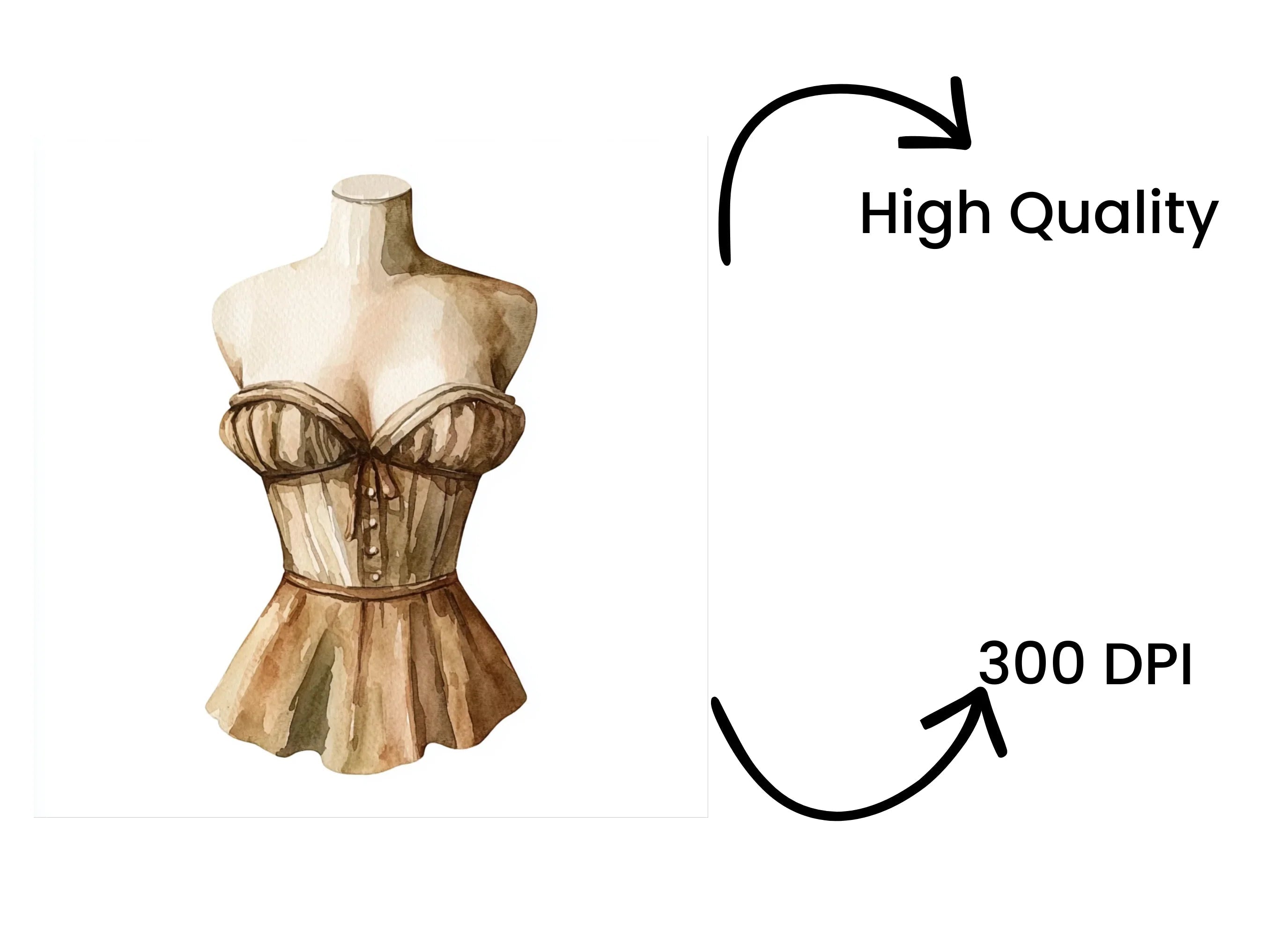 Vintage Mannequin Torso Clipart Bundle