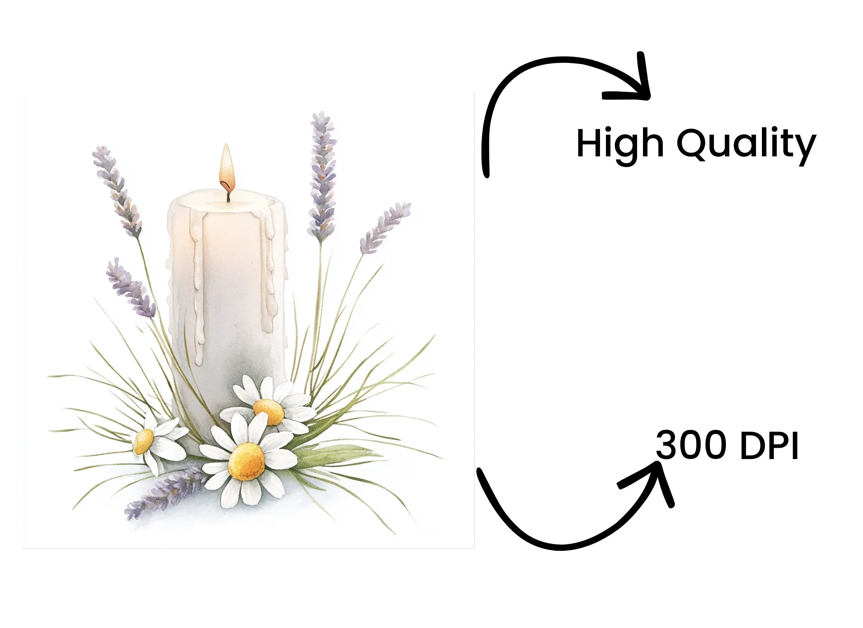 Lavender and Daisy Candle Clipart Bundle