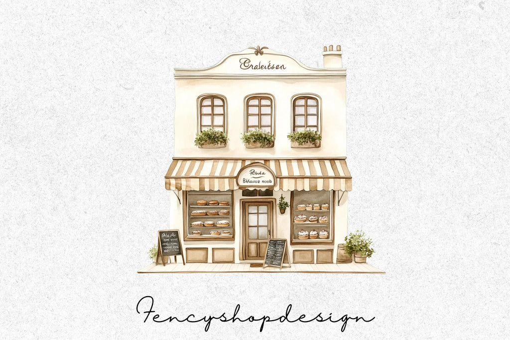 Charming European Shop Building Clipart Bundle