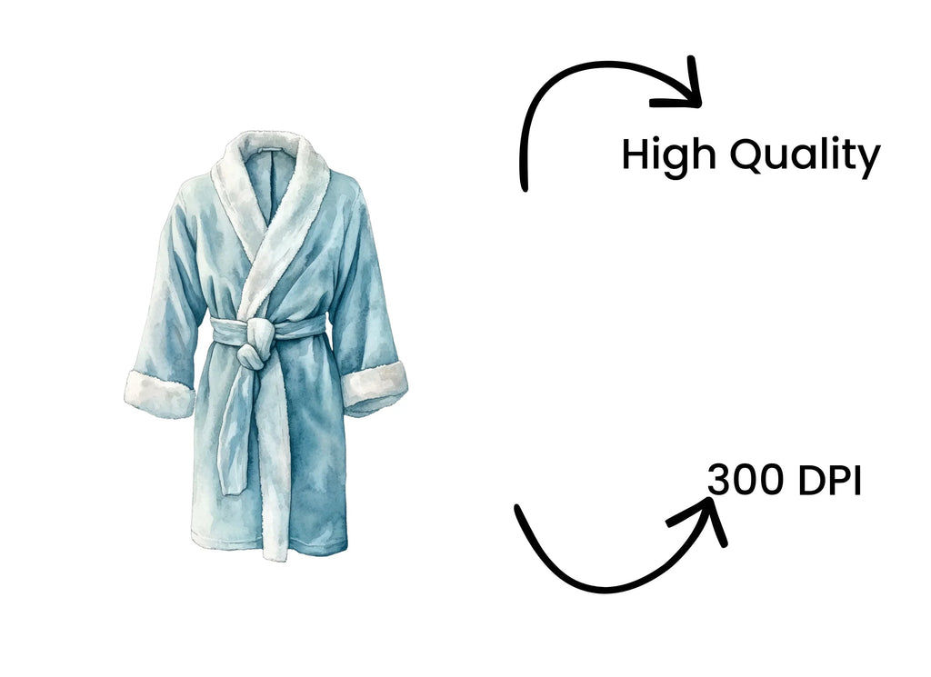 Soft Blue Bathrobe Clipart Bundle