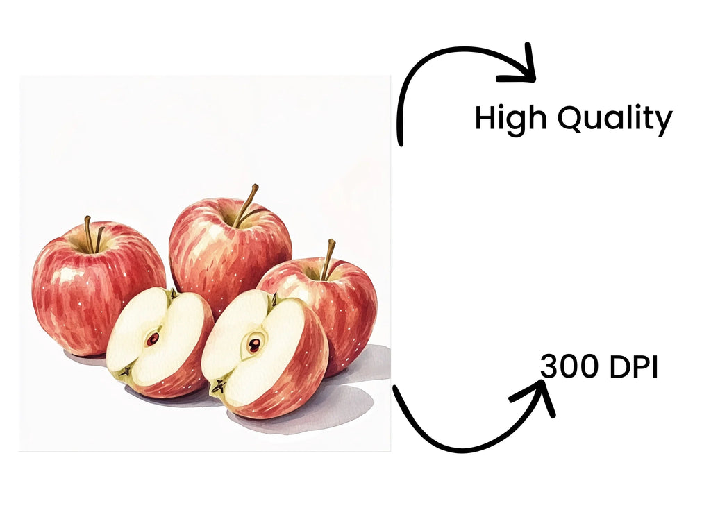 Fresh Red Apples with Leaves Clipart Bundle